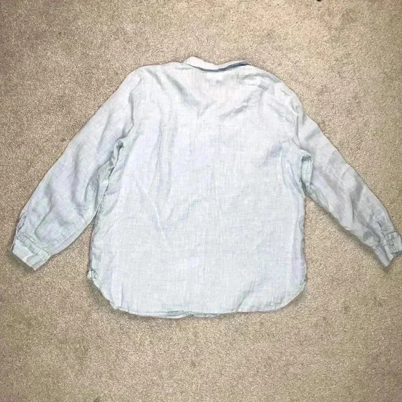 J Jill Love Linen Shirt Blue Color Long Sleeves Button Up Relaxed Fit Sz M - Picture 9 of 9